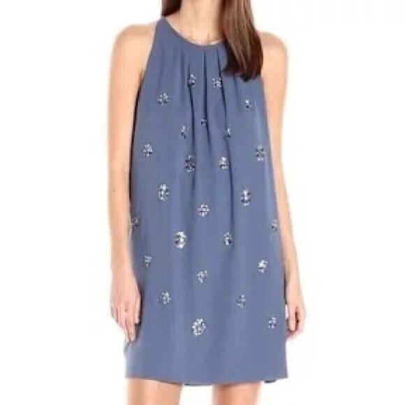 BCBG Maxazria blue Lynzie rhinestone sleeveless dress size Xsmall - Picture 1 of 4